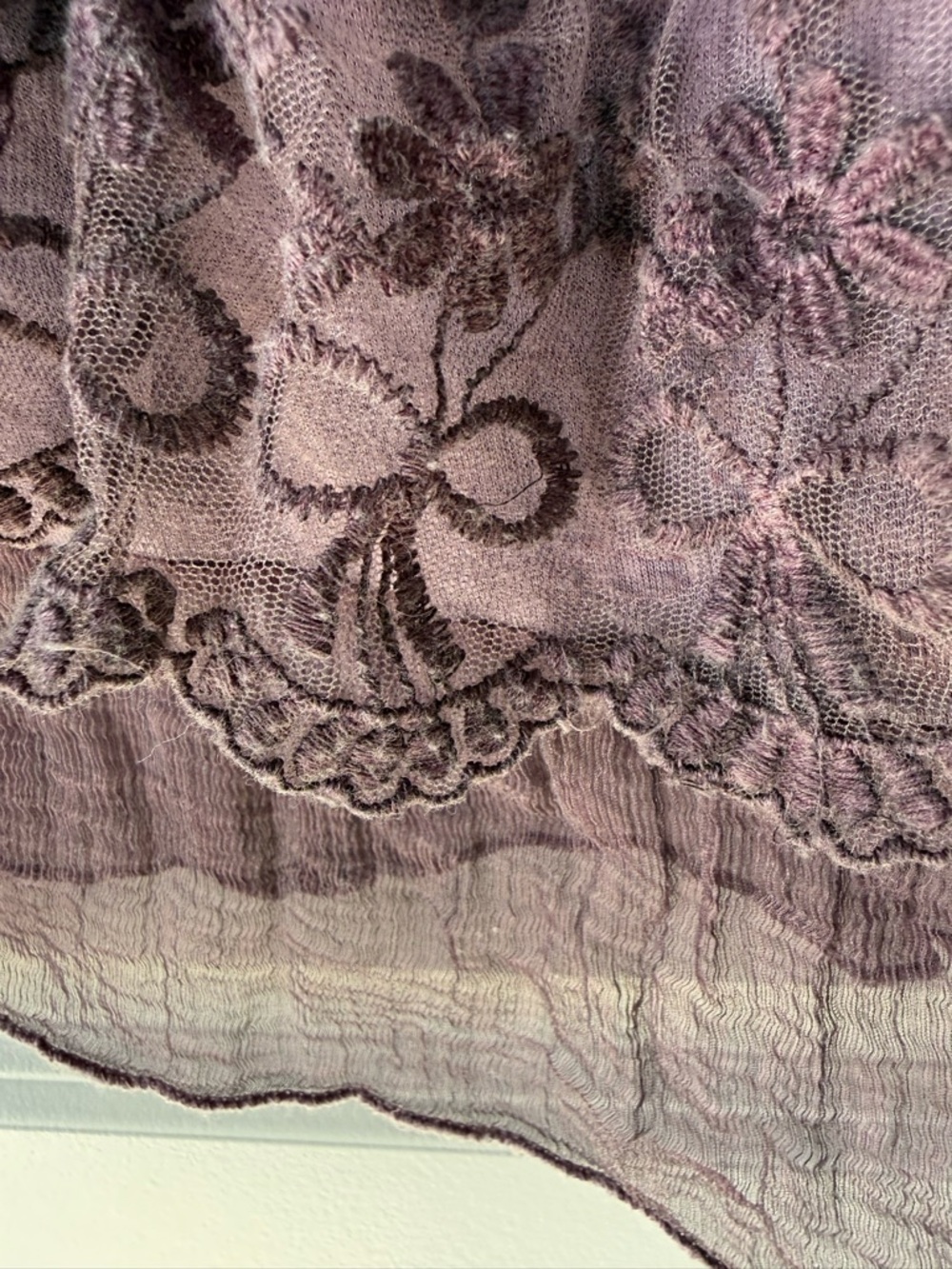 Womens Lace-Trim Plum Long Sleeve Tunic Top - Picture 4 of 9